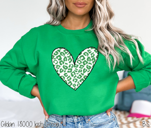Green Glitter Leopard Heart #BS1133