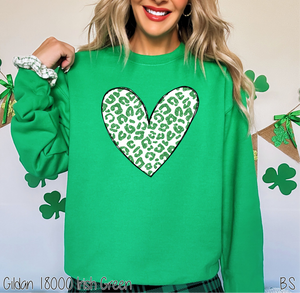 Green Glitter Leopard Heart #BS1133