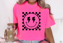 Load image into Gallery viewer, Lightning Bolt Checkered Smile Black Puff #BS6818