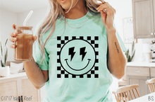 Load image into Gallery viewer, Lightning Bolt Checkered Smile Black Puff #BS6818