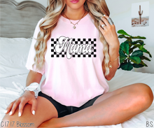 Load image into Gallery viewer, White Puff Black Flat Retro Checkered Mama #BS6789
