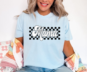 White Puff Black Flat Retro Checkered Mama #BS6789