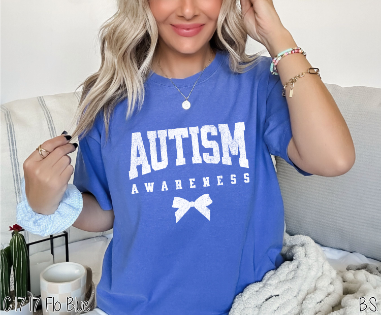 Autism Awareness One Color Bow #BS7859