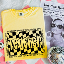 Load image into Gallery viewer, Black Retro Checkered Teacher #BS8300
