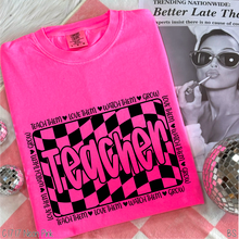 Load image into Gallery viewer, Black Retro Checkered Teacher #BS8300
