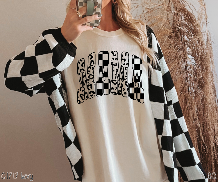 Black Varsity Mama Leopard Check #BS8741 *11/16 PRINTS ON ORDER & EXTRAS POSTED FOR PURCHASE BEFORE ARRIVAL