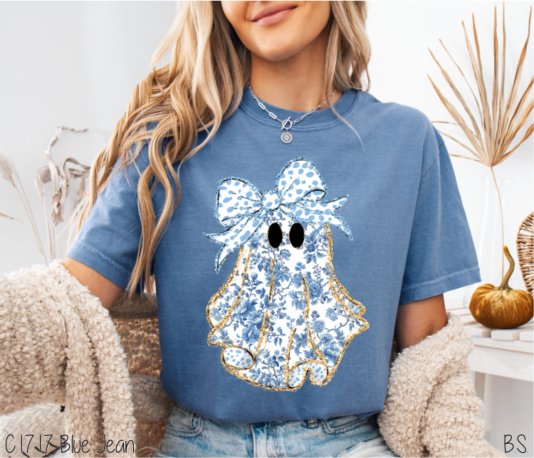 Blue Grand Millennial Coquette Ghost #BS8391 *8/17 PRINTS ON ORDER AND POSTED FOR PURCHASE BEFORE ARRIVAL