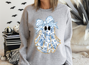 Blue Grand Millennial Coquette Ghost #BS8391 *8/17 PRINTS ON ORDER AND POSTED FOR PURCHASE BEFORE ARRIVAL