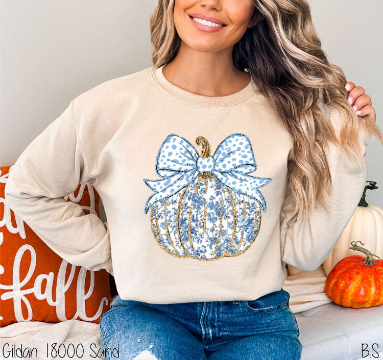 Blue Grand Millennial Coquette Pumpkin #BS7426
