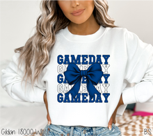 Load image into Gallery viewer, Blue Stacked Gameday Coquette Bow #BS7116
