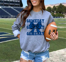 Load image into Gallery viewer, Blue Stacked Gameday Coquette Bow #BS7116
