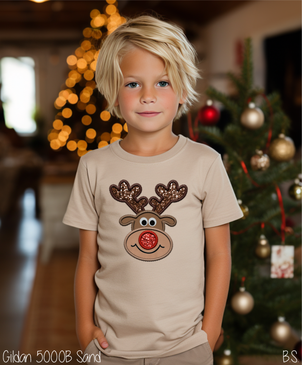 Boy Faux Embroidery Reindeer #BS6210