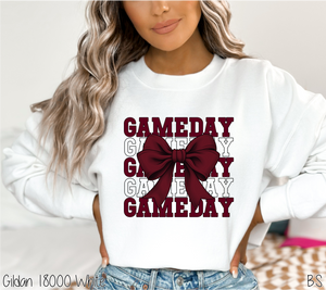 Burgundy Stacked Gameday Coquette Bow #BS7119