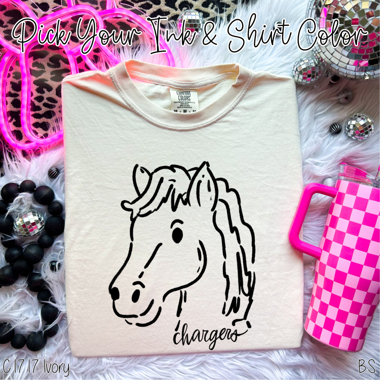 Chargers Horse Doodle Mascot Custom Order