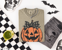 Load image into Gallery viewer, Checkered Bow Pumpkin #BS8366
