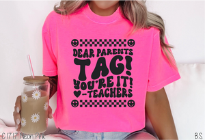 Checkered Dear Parents Tag #BS6712