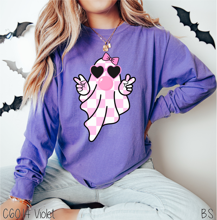 Checkered Pink Bubble Ghost #BS7302