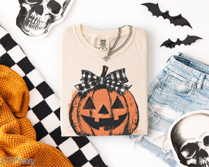 Checkered Bow Pumpkin #BS8366