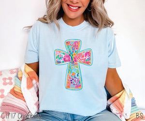 Colorful Painted Floral Cross #BS6607