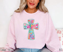 Load image into Gallery viewer, Colorful Painted Floral Cross #BS6607
