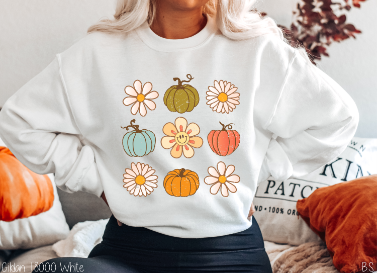 Colorful Pumpkins Flowers Collage #BS5914