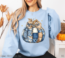 Load image into Gallery viewer, Denim Patchwork Pumpkin #BS8457 *PREORDER CLOSING SUNDAY 8/31 @ MIDNIGHT CST
