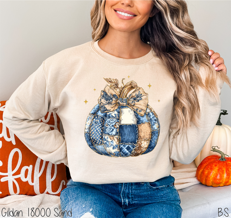 Denim Patchwork Pumpkin #BS8457 *PREORDER CLOSING SUNDAY 8/31 @ MIDNIGHT CST