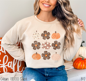 Distressed Brown Tone Pumpkin Floral Collage #BS8389 *8/17 PRINTS ON ORDER AND POSTED FOR PURCHASE BEFORE ARRIVAL