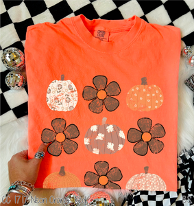 Distressed Brown Tone Pumpkin Floral Collage #BS8389 *8/17 PRINTS ON ORDER AND POSTED FOR PURCHASE BEFORE ARRIVAL
