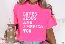 Load image into Gallery viewer, Distressed Loves Jesus &amp; America Too #BS6913

