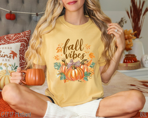 Fall Vibes Bow Pumpkin With Leaves #BS7143