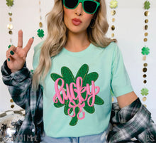 Load image into Gallery viewer, Faux Glitter Lucky Bow Clover #BS8957
