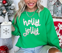 Load image into Gallery viewer, Faux Glitter Sequin Holly Jolly #BS6263

