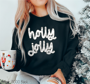 Faux Glitter Sequin Holly Jolly #BS6263