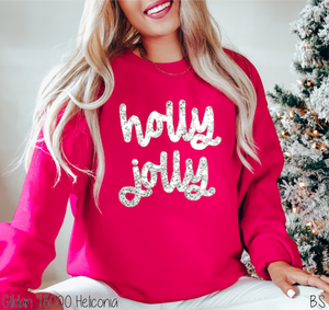 Faux Glitter Sequin Holly Jolly #BS6263