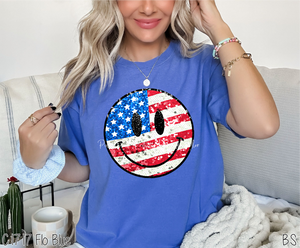 Faux Sparkle American Flag Smile #BS6727