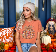 Load image into Gallery viewer, Floral Gingham Bow Pumpkin #BS8505
