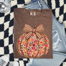 Load image into Gallery viewer, Floral Gingham Bow Pumpkin #BS8505
