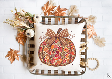Load image into Gallery viewer, Floral Gingham Bow Pumpkin #BS8505
