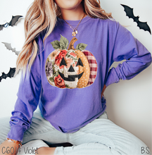 Load image into Gallery viewer, Floral Patchwork Faux Stitch Pumpkin #BS8507

