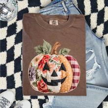Load image into Gallery viewer, Floral Patchwork Faux Stitch Pumpkin #BS8507
