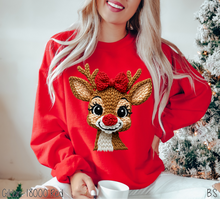 Load image into Gallery viewer, Girl Reindeer Faux Crochet #BS8721
