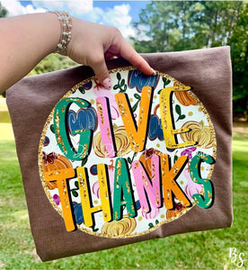 Give Thanks Round Faux Glitter #BS8528