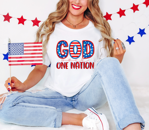 God Over One Nation Faux Stitch Glitter #BS6707