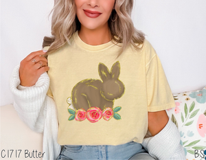 Gold Foil Floral Easter Bunny #BS6496