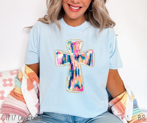 Gold Outlined Ikat Cross #BS6582