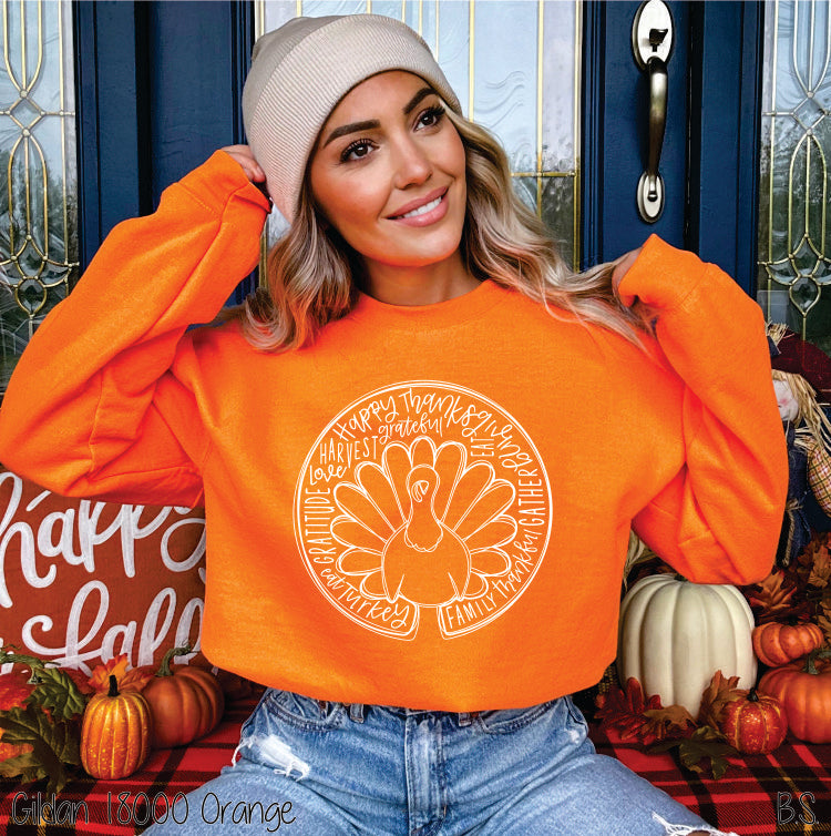Happy Thanksgiving Round Typography #BS795