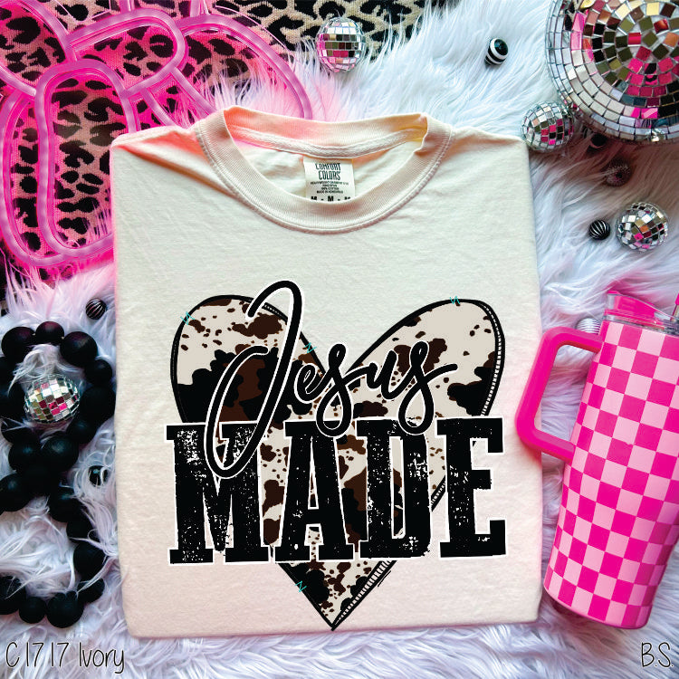 Jesus Made Cowhide Heart #BS1251