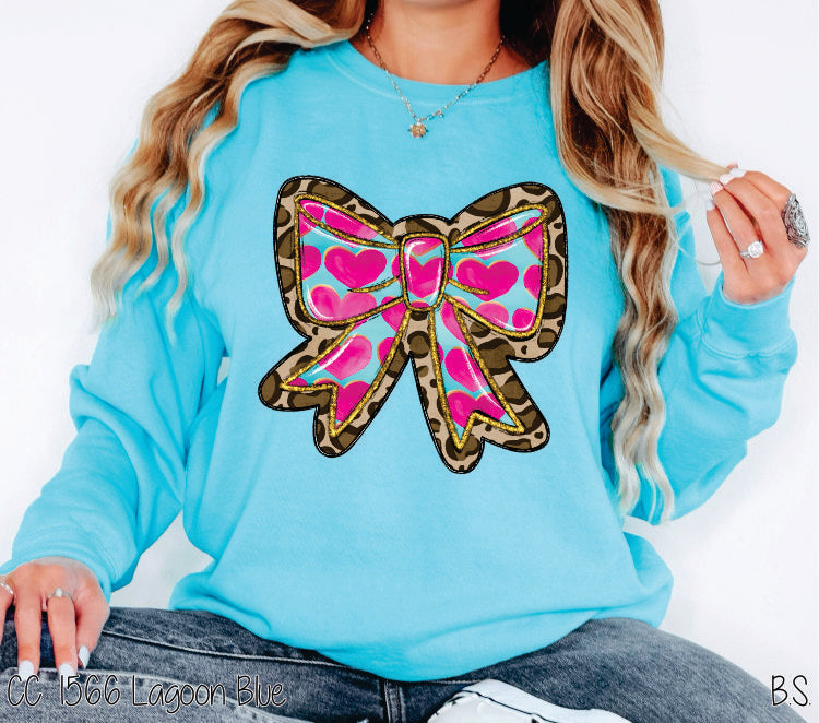 Leopard Outline Heart Bow #BS7691