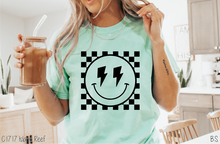 Load image into Gallery viewer, Lightning Bolt Checkered Smile Black Puff #BS6818
